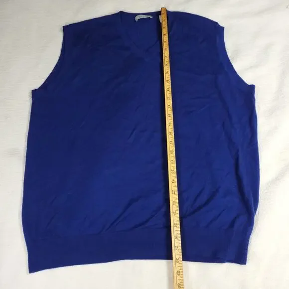 Williams & Kent Sweater Mens XL Blue 100% Cashmere V Neck Sleevless Preppy Work - Picture 6 of 11
